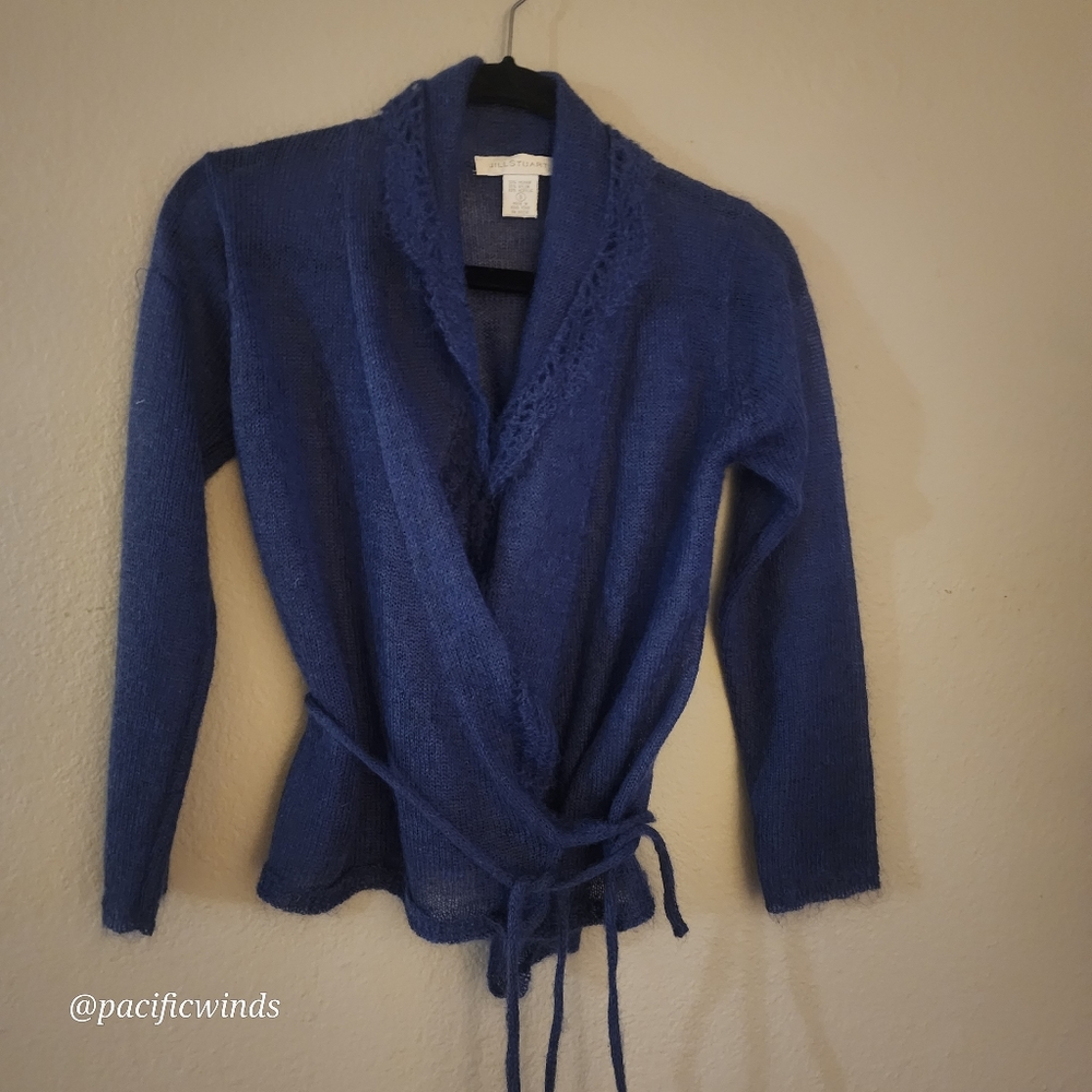 RARE! MOHAIR JILL STUART WRAP SWEATER BLUE SMALL
